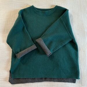 RAIN - Emerald Green / Teal Boxy 3/4 Sleeve High Quality Spring Sweater Layering